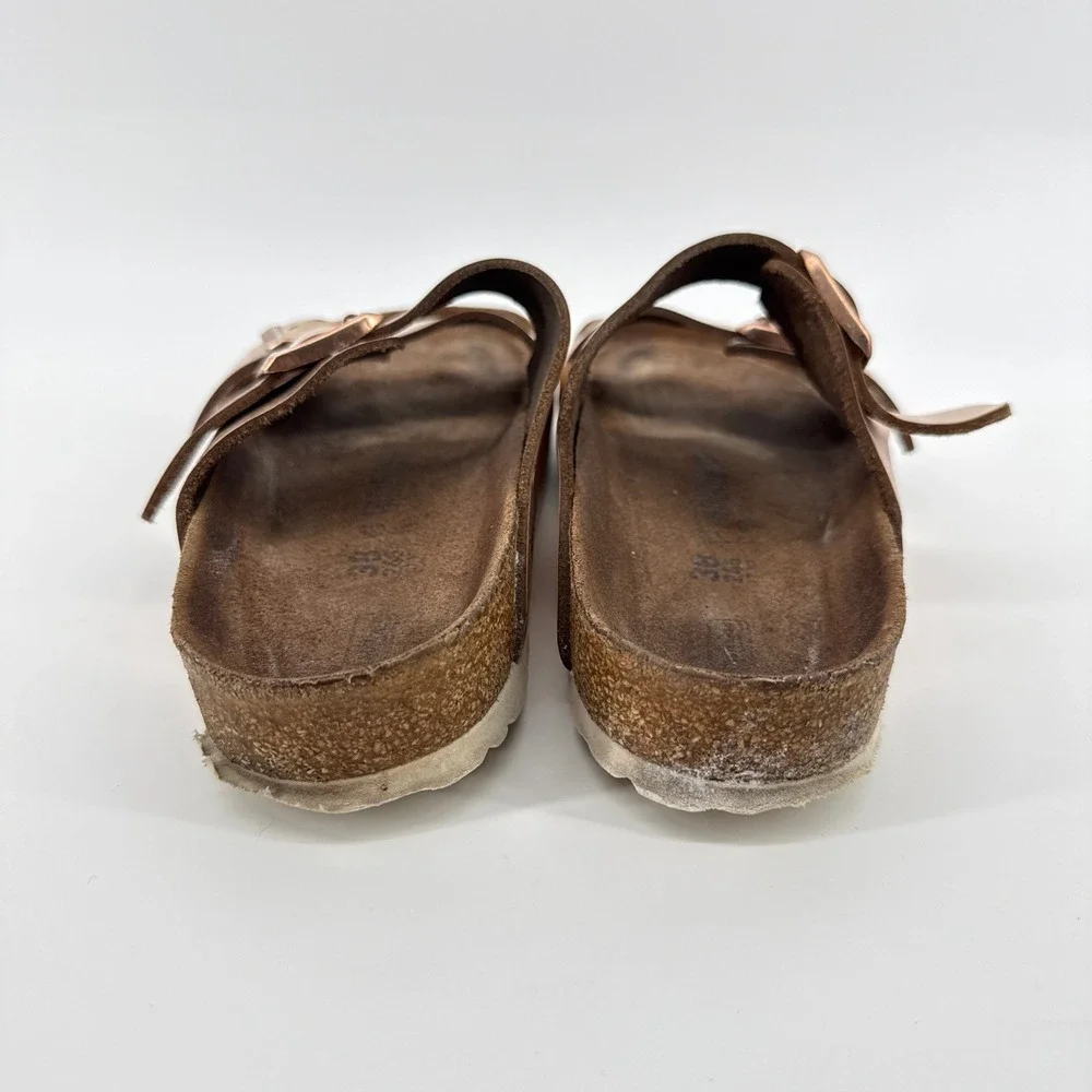 Birkenstock Arizona Metallic Copper Rose Gold Sandals Womens 38 US 7 7.5 Boho